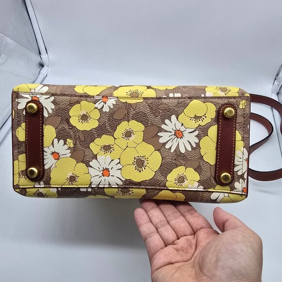 Coach Willow Tote 24 in Signature Canvas with Floral Print C9721 Tan Rust Multi - Picture 5 of 8
